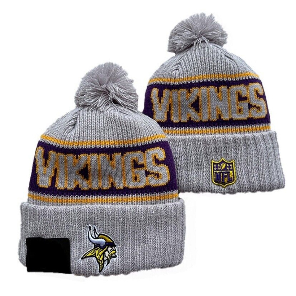 Minnesota Vikings Gray NFL Knit Winter Hat Beanie On Field Sideline Fleece